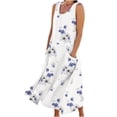 thumbnail image 2 of SMihono Robe Maxi Bohème d'Été pour Femmes Grande Taille Mode d'Été pour Femmes Décontractée Imprimée Sans Manches à Col Rond avec Poches Robe de Plage Décontractée Maxi Robe d'Été Robe d'Été Évasée de Plage, 2 of 5