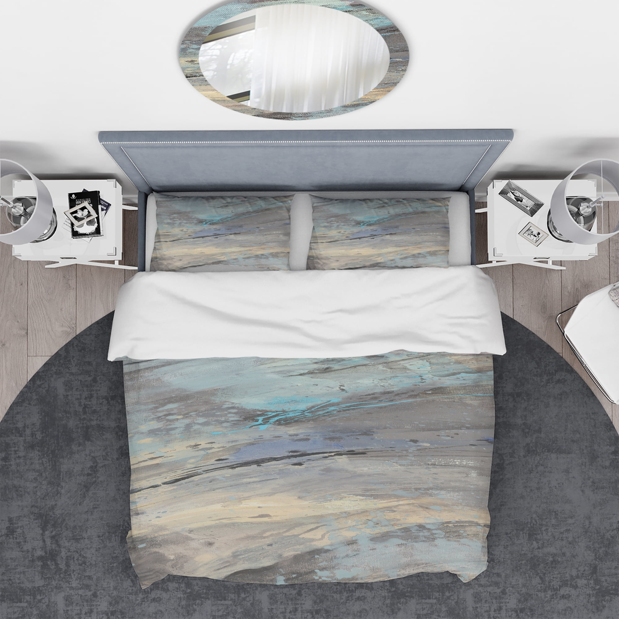 Designart 'Rock Teal Panel I' Geometric Duvet Cover Set