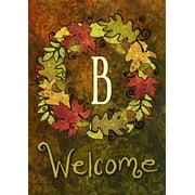 Toland Home Garden Fall Wreath Monogram B Personalized Fall Flag Double Sided 12x18 Inch