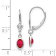 thumbnail image 2 of Boucles d'Oreilles Ovales en Or Blanc 14K 6x4 Levier de Juillet/rubis, 2 of 2