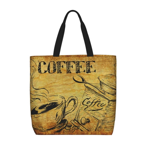Easygdp Coffee Vintage Bolsa Tote para Mujer, Bolso de Hombro para Trabajo, Playa, Viajes, Compras y Supermercado