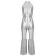 thumbnail image 4 of iiniim Kids Girls Disco Outfit 70s 80s Prom Sparkle Flare Jumpsuit Rave Party Full Bodysuit Silver 14, 4 of 7