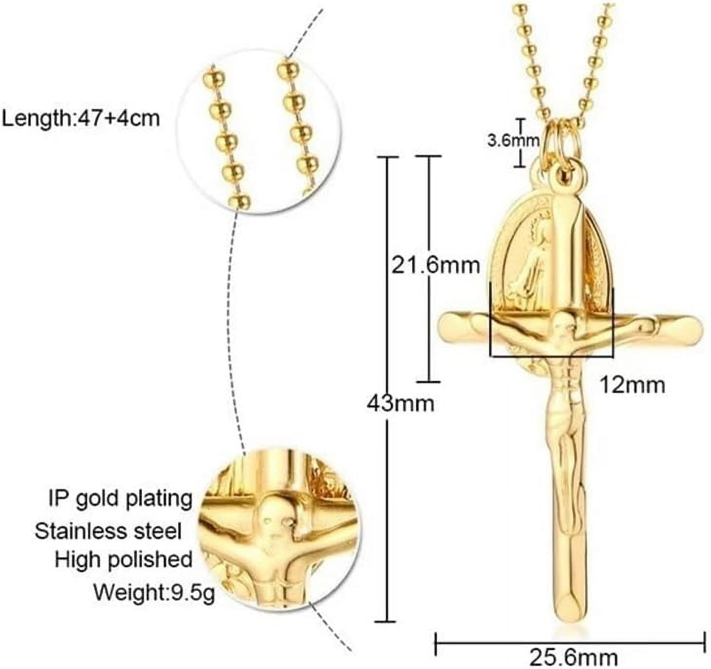 Medal Mary and Crucifix Gold Plated Miraculous Medal Medallion Necklace Women