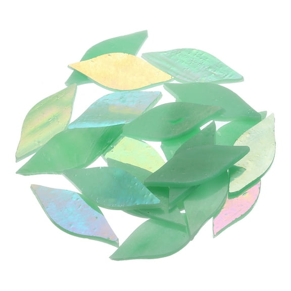 50g Stained Glass Mosaic Leaf 15mm x 38mm Green AB Glass Mosaic Tiles Bulk for Craft Handmade Project