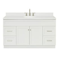 Ariel Hamlet 60 In. Oval Sink Bathroom Vanity With Carrara White Quartz Countertop 1.5 Edge In White