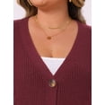 thumbnail image 5 of DARING DIVA Women's Plus V Neck Button Down Sweater Oversized Jacket 1X Burgundy, 5 of 7