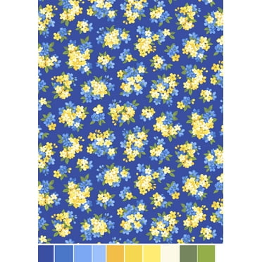 RTC Fabrics 100% Cotton Classic Blues Small Floral Fabric, by the yard