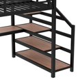 thumbnail image 4 of Full Loft Bed Frame with Charging Station and Desk, Metal Loft Beds with Storage Stairs and LED Lights for Bedroom, Apartment, Dorm, Multifunctional Iron Nets, Mattress Not Included, Black, 4 of 8