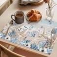 thumbnail image 3 of Blue Beige Coastal Placemats Set of 4 Beach Starfish Summer Eucalyptus Vintage Place Mats Indoor Wipeable Table Mats Washable Dining Table Placemats for Kitchen Holiday Party Home Decor 13x19 Inch, 3 of 9