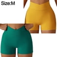thumbnail image 2 of 2 pantalones cortos ajustados de cintura alta para mujer, pantalones cortos de yoga con cintura cruzada para levantar la cadera, pantalones de fitness para correr y andar en bicicleta con, 2 of 6