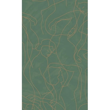 Forest Green Abstract Model Lines Non-Woven Wallpaper, Double Roll, 57 sqft