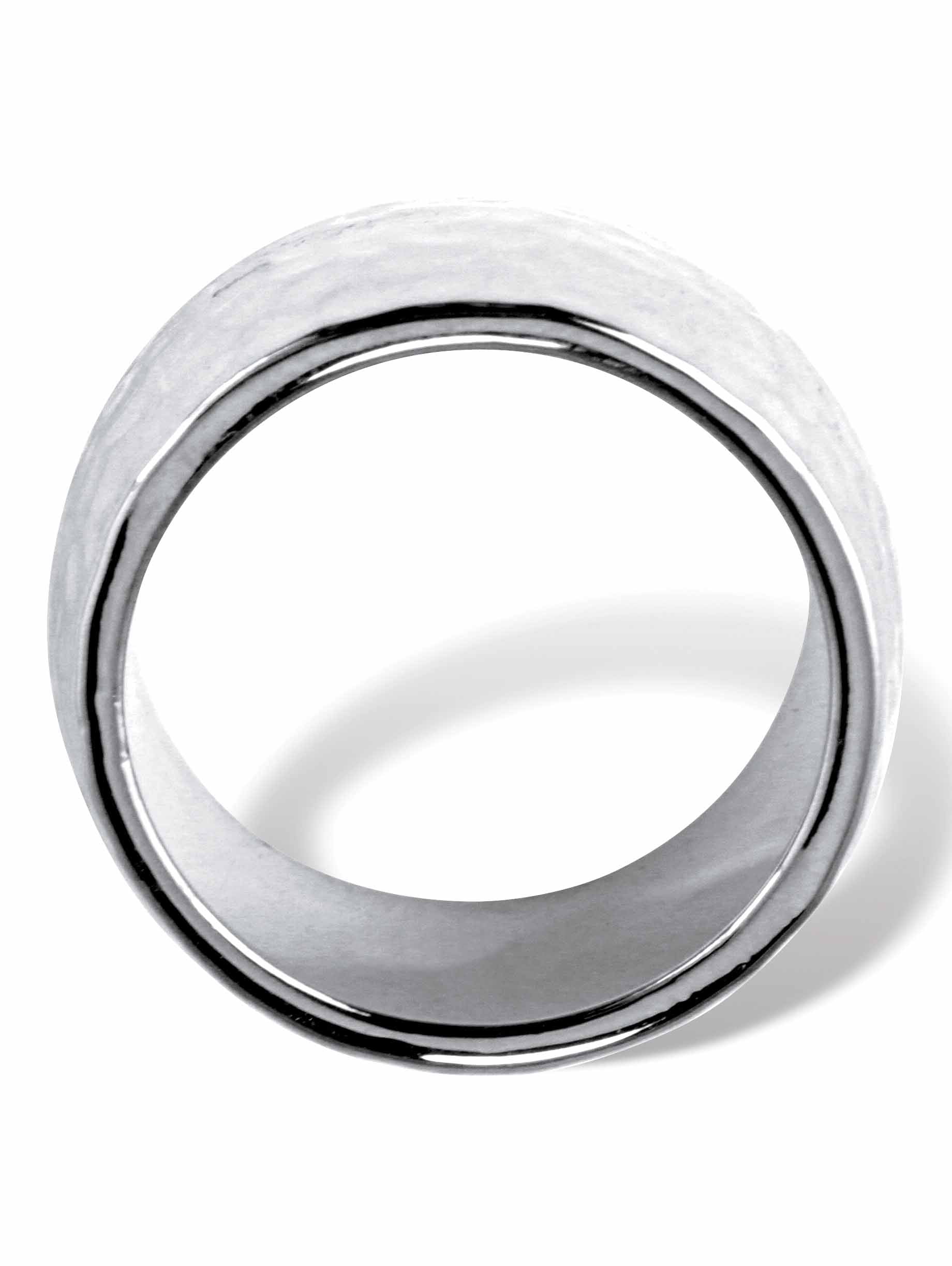 PalmBeach Jewelry Yellow Gold-Plated or Silvertone Hammered-Style Ring Band