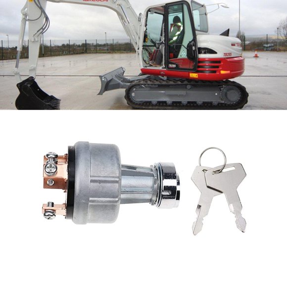 1700100023 1700100052 H806 Interrupteur d'Allumage avec 2 Clés pour Excavatrice Takeuchi Interrupteur d'Allumage Verrou Cylindre