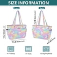 thumbnail image 3 of Quilted Tote Bag Large Capacity Multi-Compartment Handbag Lightweight Structured Shoulder Bag Versatile Casual Bag Sweet Rainbow Unicorn Party, 3 of 7
