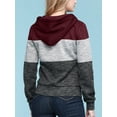 thumbnail image 4 of Made by Johnny Women's Casual Color Block Zip Up Hoodie Sweater M BURGUNDY, 4 of 5