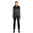 thumbnail image 3 of No Boundaries Women's Faux Leather Vest with Faux Shearling Lining, Black, Size L/XL, 3 of 5