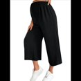 thumbnail image 1 of Pantalones Anchos para Mujer, Cintura Elástica, Verano 2025, Informales, para Playa y Vacaciones Negro XL, 1 of 6