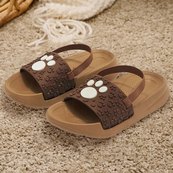 CUZIBR Kids Toddler Boys Summer Sandals Elastic Strap Cartoon Dinosaur Graphic Open Toe Breathable Soft Sole Beach Pool Shoes Lightweight Stylish Outdoor Casual Slippers,Brown,1-1.5 Years