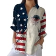 thumbnail image 2 of Séductiva Chemises pour Femmes 50 % de Réduction Liquidation Chemise Rétro Jour de l'Indépendance Drapeau Américain Impression Artistique Décontractée Col en V, 2 of 4