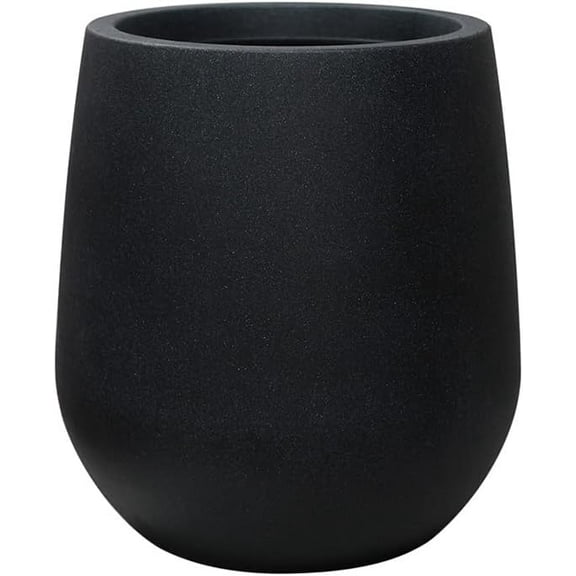 11.8" H Resin Tall Planters for Outdoor Plants, Modern Black Round Tapered Plastic Flower Pot for Outdoor and Indoor Plants, Large Plant Pot with Drainage Holes and Rubber Plug for Home Garden Patio