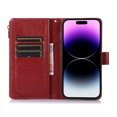 thumbnail image 3 of Nalacover Case for iPhone 14 Pro Zipper Wallet Case, 9 Card Slots Holder Premium PU Leather Wrist Strap Handbag Flip Cover with Kickstand Magnetic Clasp Soft TPU Anti-Drop Case,Red, 3 of 7