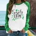 thumbnail image 1 of WREESH Femmes Printemps Patchwork St. Patrick'S Day Imprimé Manches Longues Col Rond Casual Tee Tops, 1 of 1
