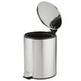 thumbnail image 2 of mDesign Round Metal 1.3 Gal Step Trash Can, Lid, Removable Liner, Brushed/Chrome, 2 of 7