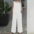 thumbnail image 2 of 2 Piece Tank Top Sets for Women Summer Casual Linen Set Solid Color Pant Cotton Linen 2pc Outfits, 2 of 6
