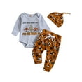 thumbnail image 1 of xiaxaixu Baby Boy Western Outfit Bull Head Print Long Sleeve Rompers and Elastic Pants Hat Set Fall Spring Clothes, 1 of 9