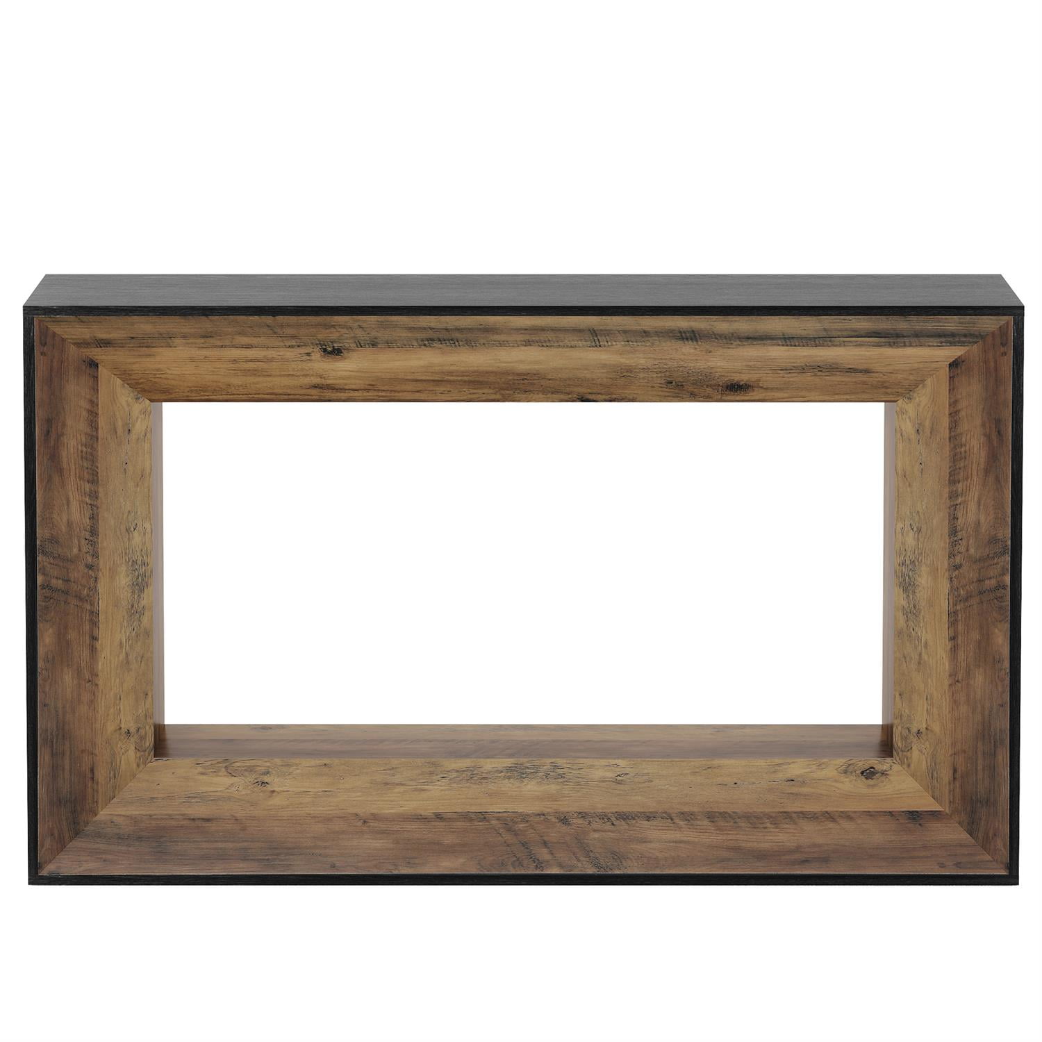 Demi Bonn 55" Industrial Two-Tone Console Table, Sleek Entryway Display Storage Unit, Sturdy Side Table for Living Room, Brown