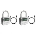 thumbnail image 1 of 2X Smart Time Lock LCD Display Electronic Timer Switch USB Rechargeable Timer Padlock Travel Electronic Timer-Silver,2 x Timer Padlock 2 x USB Cable,Silver, 1 of 8