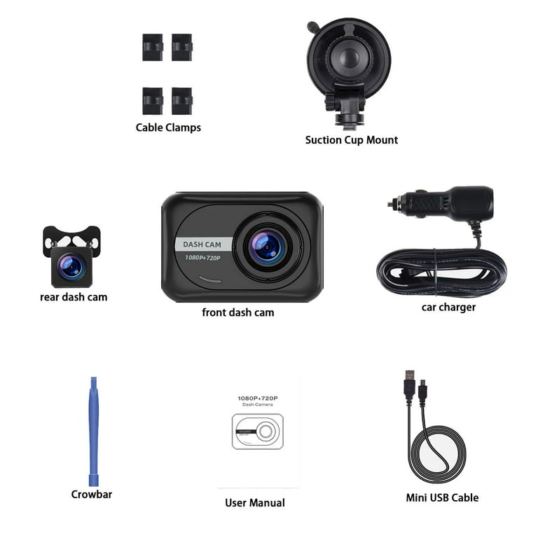  Dash Cam Front and Rear, Mini Dash Cam 1080P Full HD