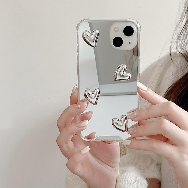 for iPhone 15 Pro Max Mirror Case Cute Love Heart Phone Case for
