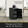 thumbnail image 2 of 32-Bay Laptop Charging Cart, Mobile iPads Charging Cart for Under 17'' Screen Device, 4 Wheels Compact Mobile School Charging Cart Station, Front & Back Access Locking Cabinet, UL-Certify, Black, 2 of 10