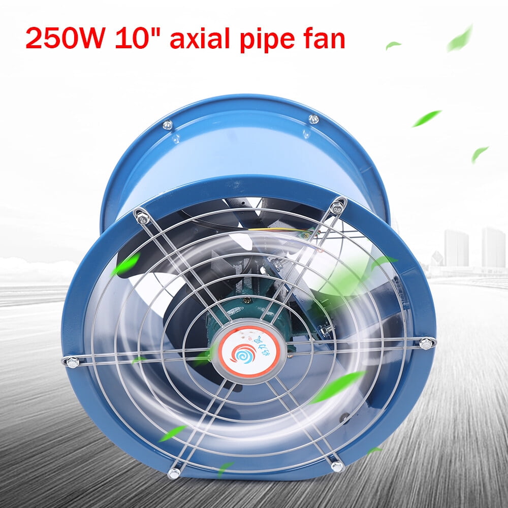 10" Blue Wall-mounted Cylinder Pipe Axial Fan Kitchen Spray Booth Paint Fumes Exhaust Fan Silent