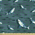 thumbnail image 2 of Nautical Sofa Upholstery Fabric by the Yard, Frock of Frolicking Sharks and Fish Herds Diving Wildlife Exotic Deep Sea Ocean, Decorative Fabric for DIY and Home Accents, Slate Blue by Ambesonne, 2 of 5