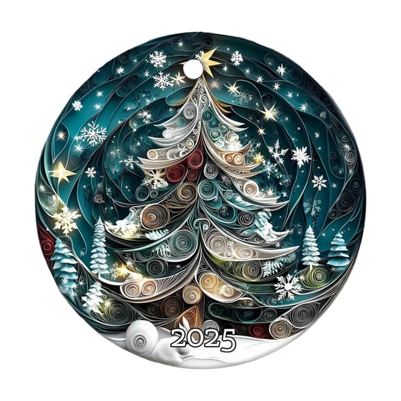 Luoshdecor Christmas Tree Ornament 2025,Acrylic Art Christmas Tree Stained Glass Holiday Decoration Gifts for Friend and Family 3.1in