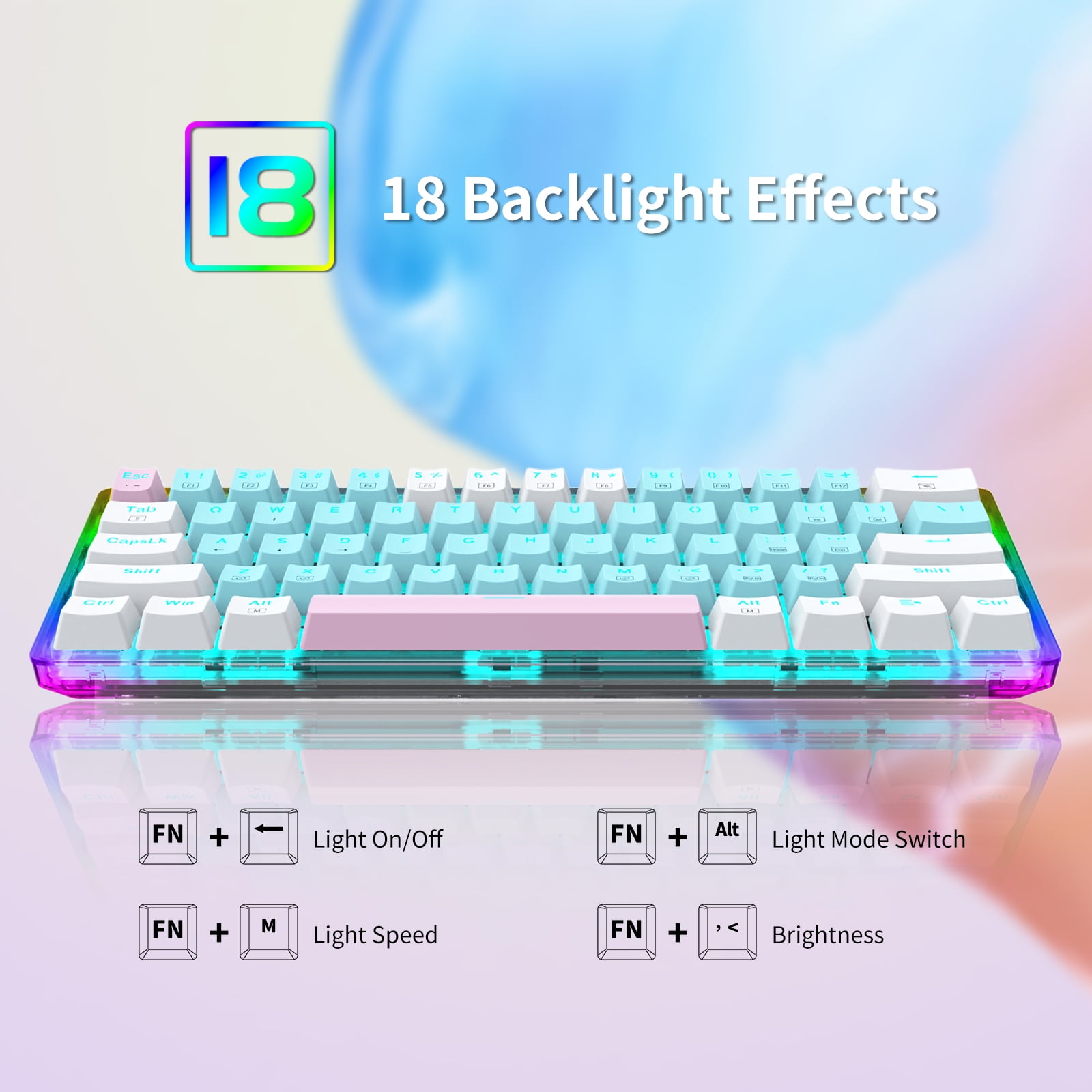 E-YOOSO 60% Mechanical Keyboard, Red Switch Gaming Wired Keyboard with RGB Backlit, Ultra-Compact 60 Percent Computer Keyboard for Windows, Mac OS