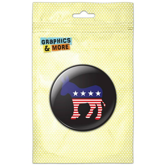 Democrat Donkey American Flag Pinback Button Pin Badge