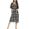 thumbnail image 6 of WBQ Women's Zipper Front House Coat Plaid House Dresss Short Sleeves Robe Zip up Bathrobes Loose Casual Nightgown Christmas Plaid Housecoat with Pockets, S-2XL, 6 of 6