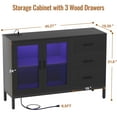 thumbnail image 3 of Aheaplus Sideboard Buffet Cabinet with 3 Wood Drawers, Storage Cabinet with Power Outlet & LED Light, 3 of 7