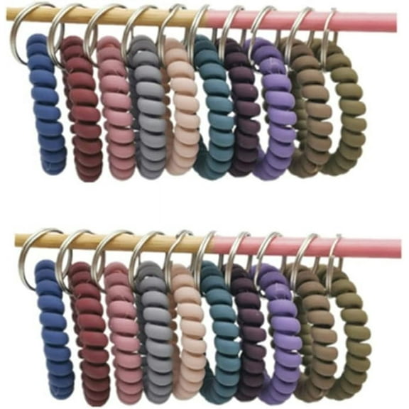 Loopunk 20 Pcs Wristband Keychains, Plastic Coil Stretch Elastic Spring Spiral Bracelet Key Ring for Gym Pool ID Badge, Plastic ID Tags with Label Window for Keychain Pet Luggage Bag