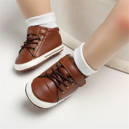 

Coduop Newborn Baby Soft Sole Shoes Boy Girl Pre-Walker Crib Shoes Cotton Leather Infant Sneakers