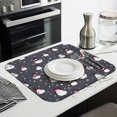 thumbnail image 3 of Dark Christmas Snowman Pattern Dish Drying Mat for Kitchen 1 Pack, Ultra Absorbent Microfiber Dishes Drainer Mats,16x18in(41x46cm), 3 of 6