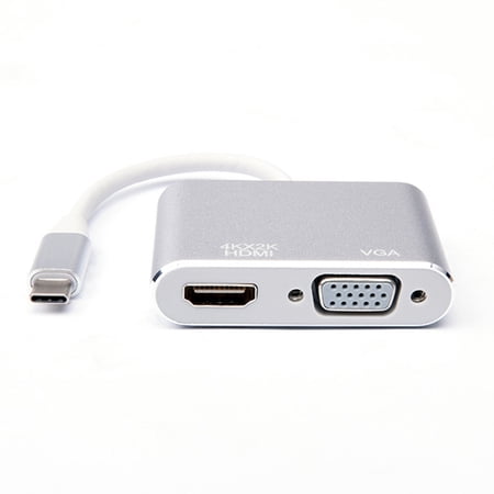 KOMI cross-border type-c To HDMI +VGA laptop extended projection screen display 4K video multi-port adapter, USB3.1type-c video cable, USB3.1 Type-c to HDMI mother +VGA mother frequency adapter