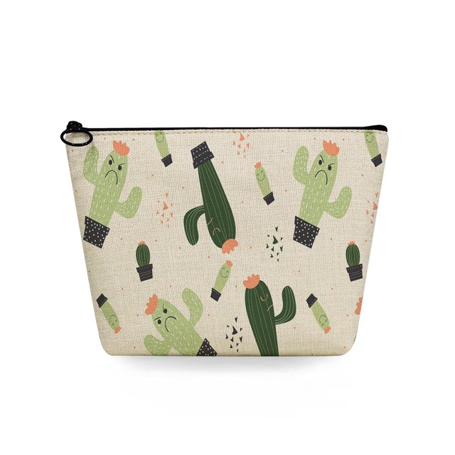 Bolsas de aseo de viaje con estampado de Cactus para mujer, neceser de cosméticos personalizado, estuches de lápices de plantas refrescantes, organizador de maquillaje informal de alta calidad Fivean unisex