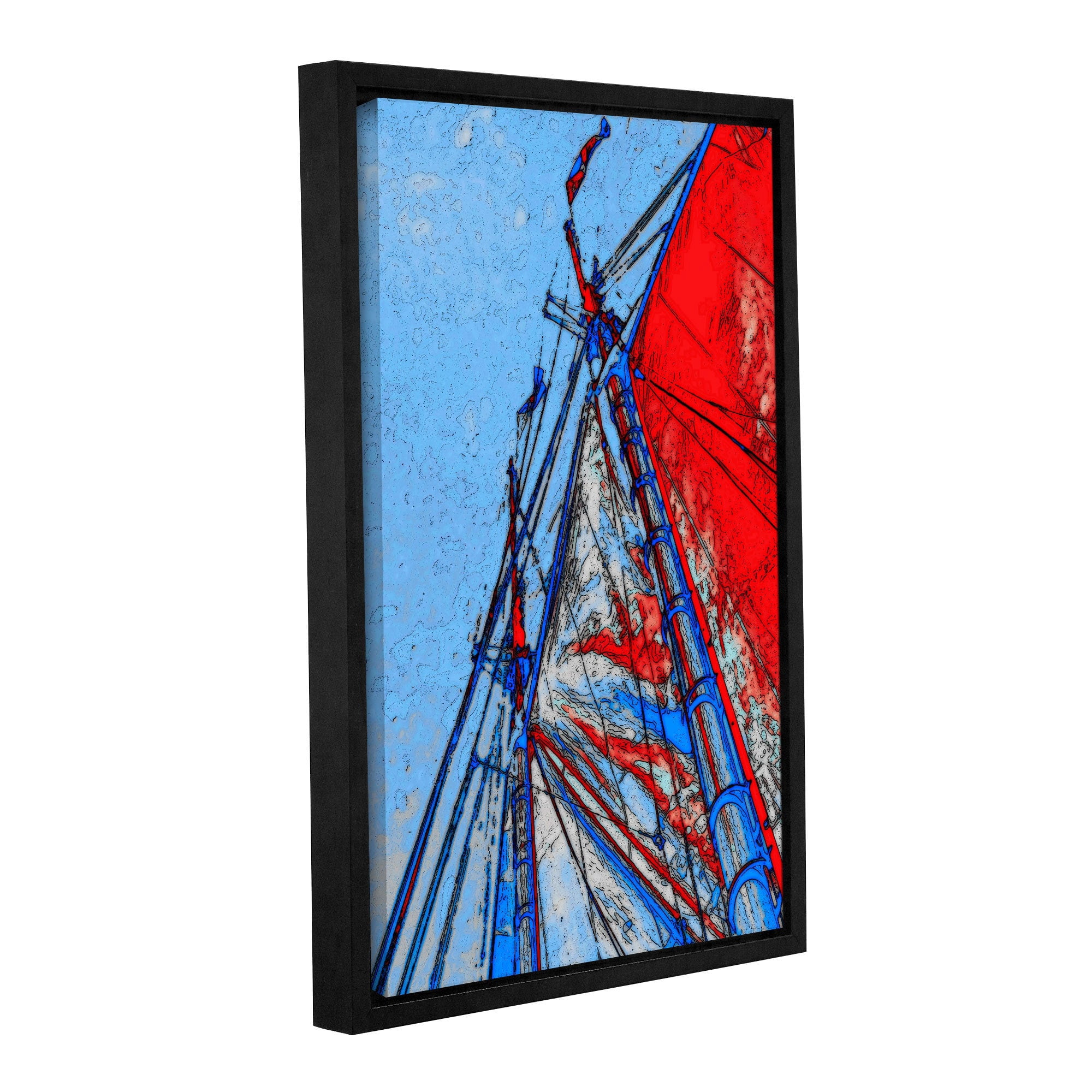 ArtWall Linda Parker "Red Sails At Sea" Gallery-wrapped Floater-framed Canvas