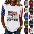 thumbnail image 6 of Women USA 250th Anniversary Shirt Patriotic Independence Day Shirt Women Casual Crew Neck Short Sleeve Top, 6 of 6