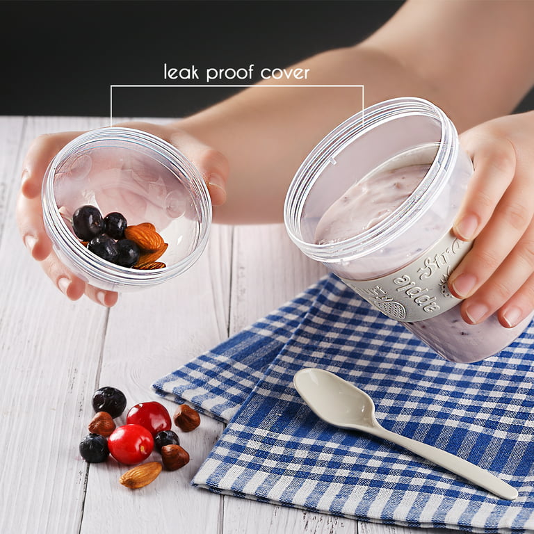 Crystalia Yogurt Parfait Cups with Lids, Breakfast on The Go Plastic Bowls with Topping Cereal Oatmeal or Fruit Container, Snack