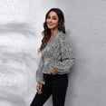 thumbnail image 3 of Lu's Chic Women's Long Sleeve Top Thin Pullovers V Neck Bishop Sleeve Babydoll Lightweight Polyester Pull Over Patterned12 Small, 3 of 4